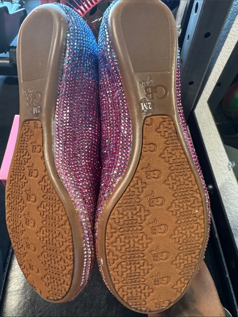 GB girls Pink-to-Blue Ombre Crystal Flats